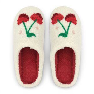 Ashland White Cherry Youth Slippers Cozy Fleece Slip On House Shoes Size: 3 NEW